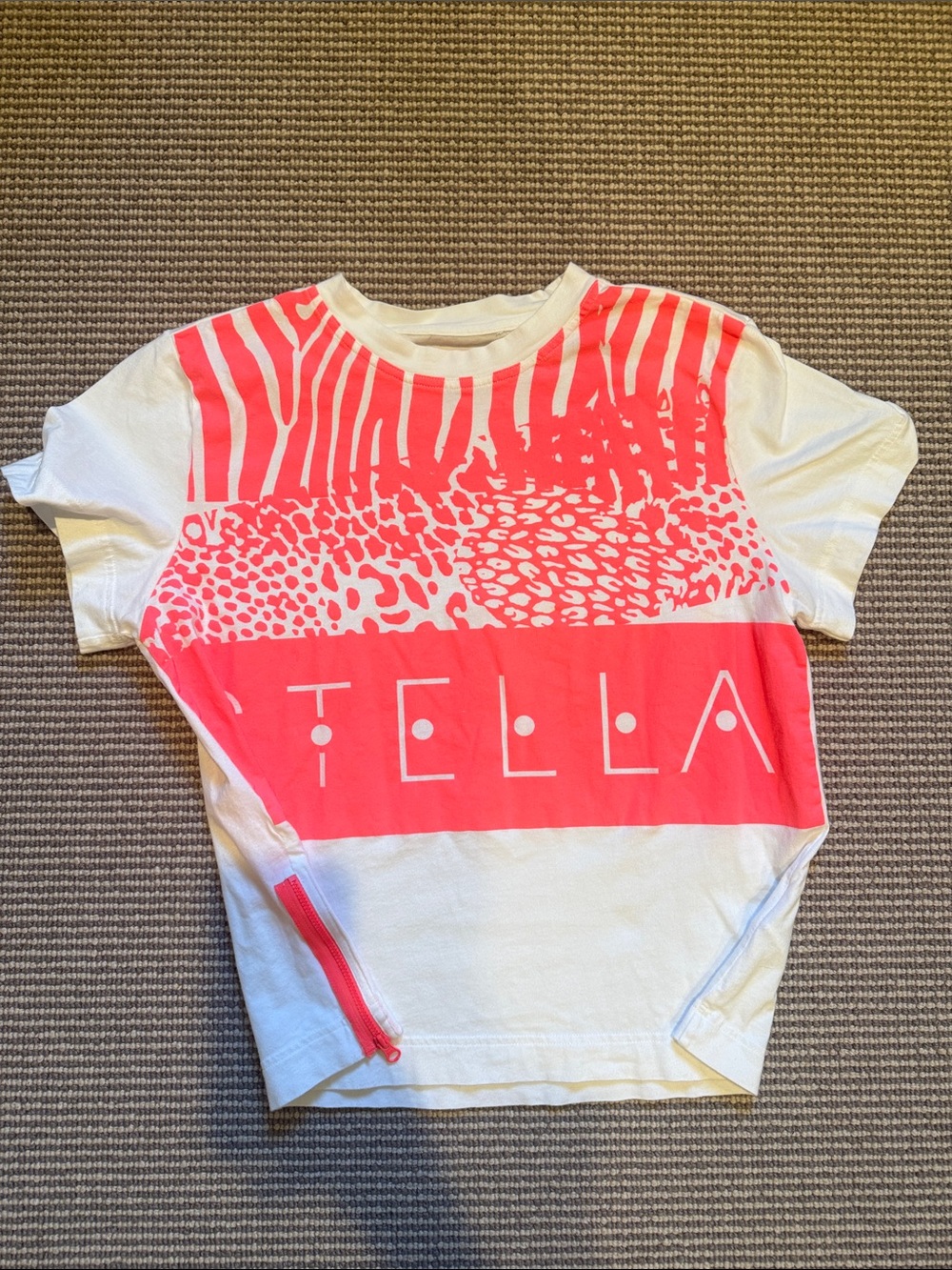Stella Sport White Tee with Bright Pink Graphic Panel